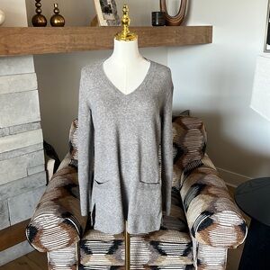 J. Crew V Neck Front Pocket Super Soft Tunic Sweater